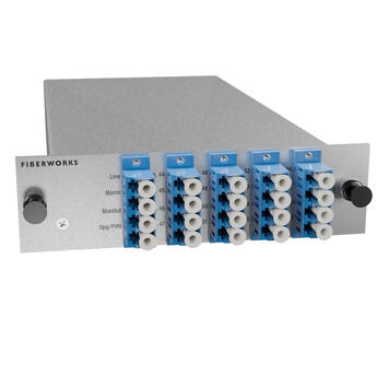 F-DMUX-SF16+1-HB-ML2 Fiberworks AS  Fiberworks 16+1 ch. DWDM Mux/Demux, LGX2 C44-C59, 100GHz, PON &amp; Mon, single fiber