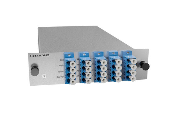 Fiberworks 16+1 ch. DWDM Mux/Demux, LGX2 C44-C59, 100GHz, PON & Mon, single fiber 