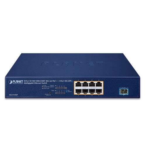 PLN-MGS-910XP PLANET MGS-910XP PLANET 8x 2.5G RJ45 PoE+, 1x 10G SFP+ Unmanaged Multigigabit Ethernet Switch