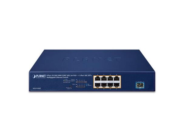 PLANET 8x 2.5G RJ45 PoE+, 1x 10G SFP+ Unmanaged Multigigabit Ethernet Switch 