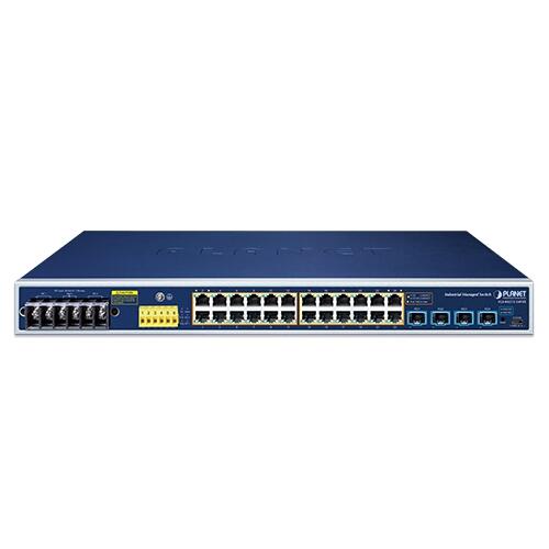PLN-IGS-R4215-24P4X PLANET IGS-R4215-24P4X PLANET L2+ 24x GE PoE+ RJ45, 4x 10G SFP+ Managed, DC power, industrial temp.