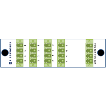F-SPLIT-LGX2-1x4-4 Fiberworks AS  PLC splitter 4x 1:4 i LGX2 modul LC/APC 