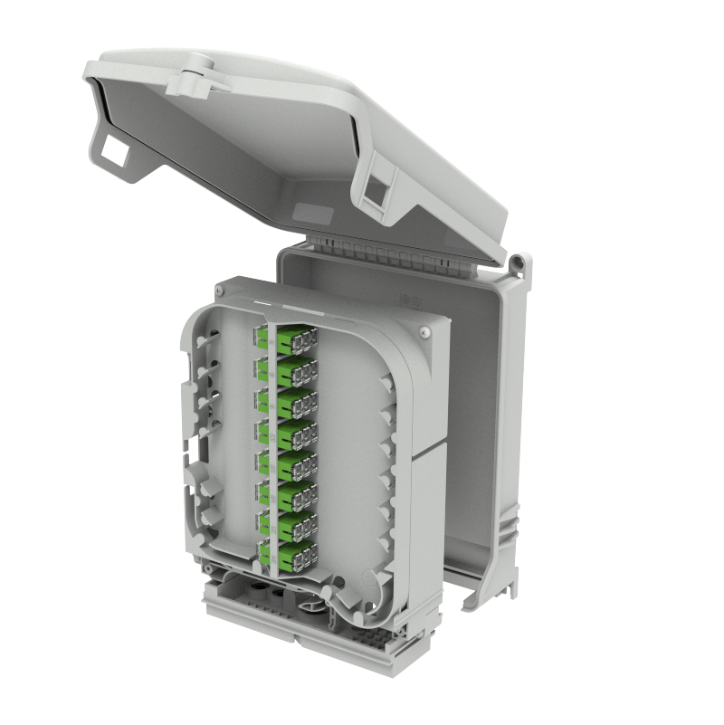 SP-HAR-ODBM-24SG HAR&CA  Veggboks inne/ute 72 skjøter IP55 Med skjøtekassetter og 24*SC/APC adapter