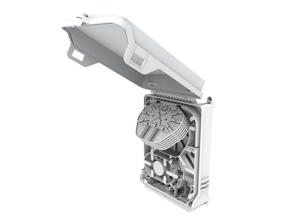 Veggboks inne/ute 72 skjøter IP55 Med skjøtekassetter og 24*SC/APC adapter 