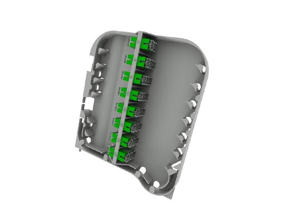Veggboks inne/ute 72 skjøter IP55 Med skjøtekassetter og 24*SC/APC adapter 
