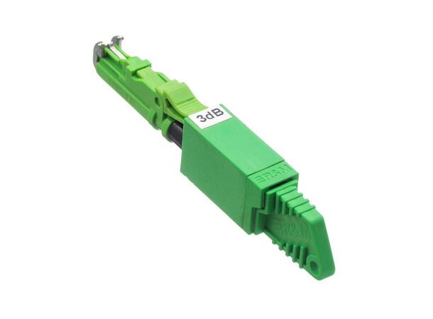 Attenuator E2000/APC,  SM, 9 dB Male to Female, 1310/1550nm 