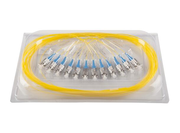 Fiberhale SM FC/APC-R 12-pakning, 1,5 m 9/OS2 G.657.A2, 900µm fast kledning, Gul 