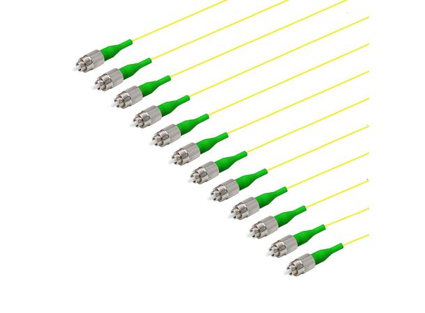 Fiberhale SM FC/APC-R 12-pakning, 1,5 m 9/OS2 G.657.A2, 900µm fast kledning, Gul 