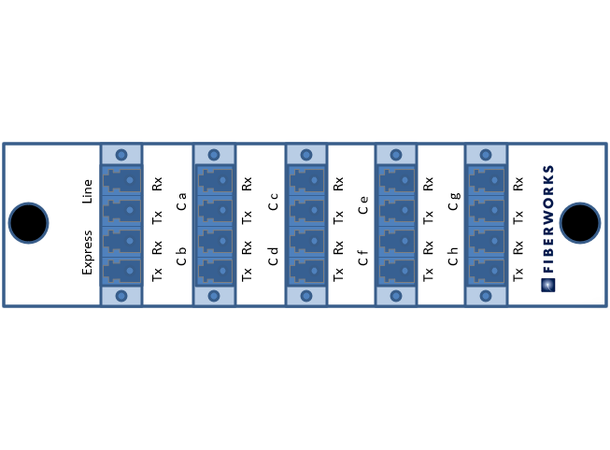 Fiberworks 8 ch. DWDM OADM, LGX2 Cxx - Cyy, "drop and continue", LC 