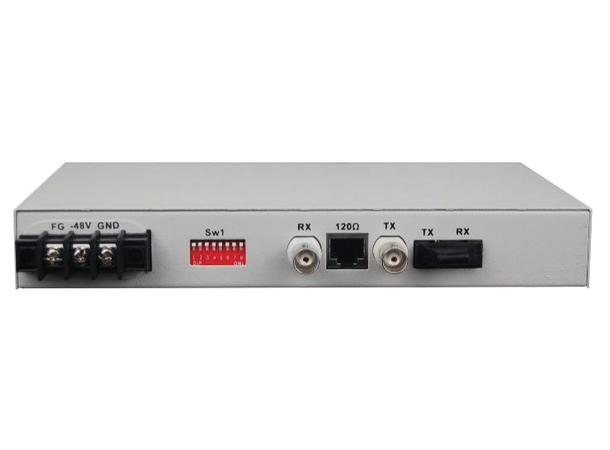 Framed E1 Fiber Modem, Singlemode 75/120 Ohm, 1310 nm, 18 dB, AC power 