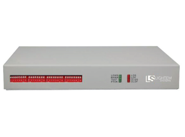Framed E1 Fiber Modem, Singlemode 75/120 Ohm, 1310 nm, 18 dB, AC power 
