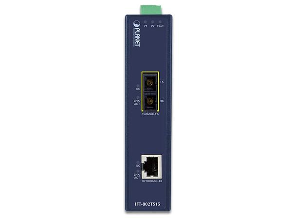 IFT-802TS15 Fast Ethernet Media Conv. 15km SM, SC-RJ45, 12-48V DC, industrial 