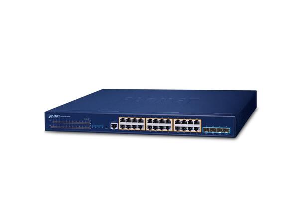 PLANET L2+ 24x GE RJ45 PoE+, 4x 10G SFP+ Managed Stackable Managed Switch 
