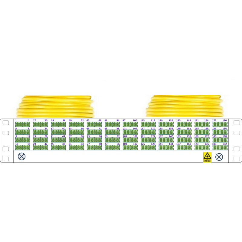 P20-192MS-LCA-LCA-50 Fiberworks AS  Panel preterm 2U G192 QXAI LCA-LCA 50 m LC/APC i 2U panel, LC/APC ende B