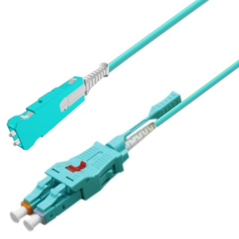 P-OM3-U2A-LCP-SNP-xx Fiberworks AS  Patch MM Uniboot LC/PC-SN/PC, xx m 50/OM3 BIF ø2mm,  Aqua