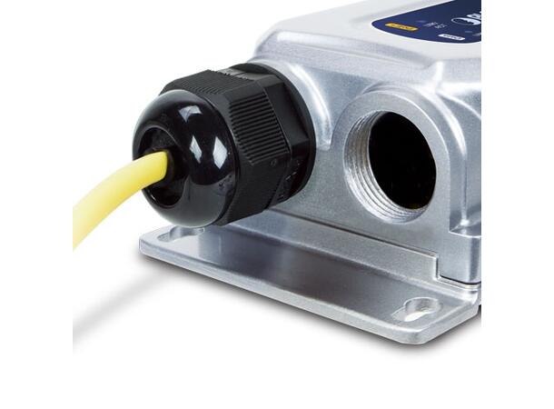 Industriell vanntett IP67 Mediakonverter 100/1000Base, PoE+ 802.3at, RJ45 og SFP 