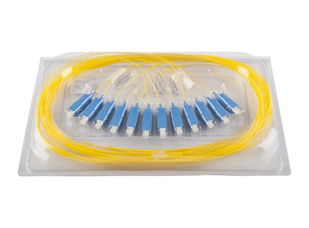 Pigtail SM SC/UPC 12-pack blister, 1,5 m G.657.A2, 900µm TB, IEC grade A, Yellow 