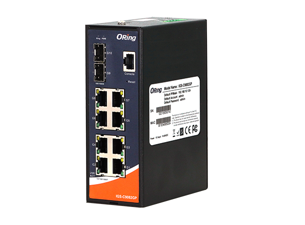 ORing GigE 8x 10/100/1000TX + 2xSFP 2.5G Managed Industrial Switch 