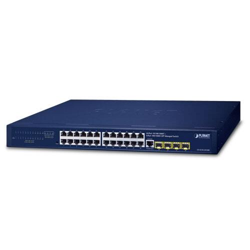 PLN-GS-4210-24T4SR PLANET GS-4210-24T4SR PLANET 24x GigE RJ45, 4x 100/1000X SFP Gigabit managed Ethernet Switch, AC+DC