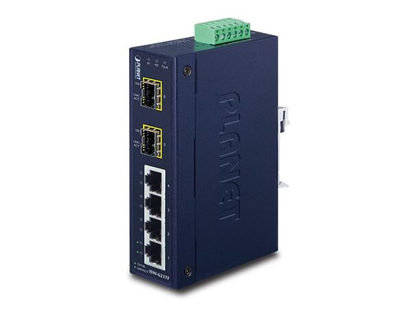 PLANET 4x 10/100-TX RJ45, 2x 100X SFP Fast Ethernet Industrial Ethernet Switch