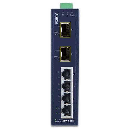 PLN-ISW-621TF PLANET ISW-621TF PLANET 4x 10/100-TX RJ45, 2x 100X SFP Fast Ethernet Industrial Ethernet Switch