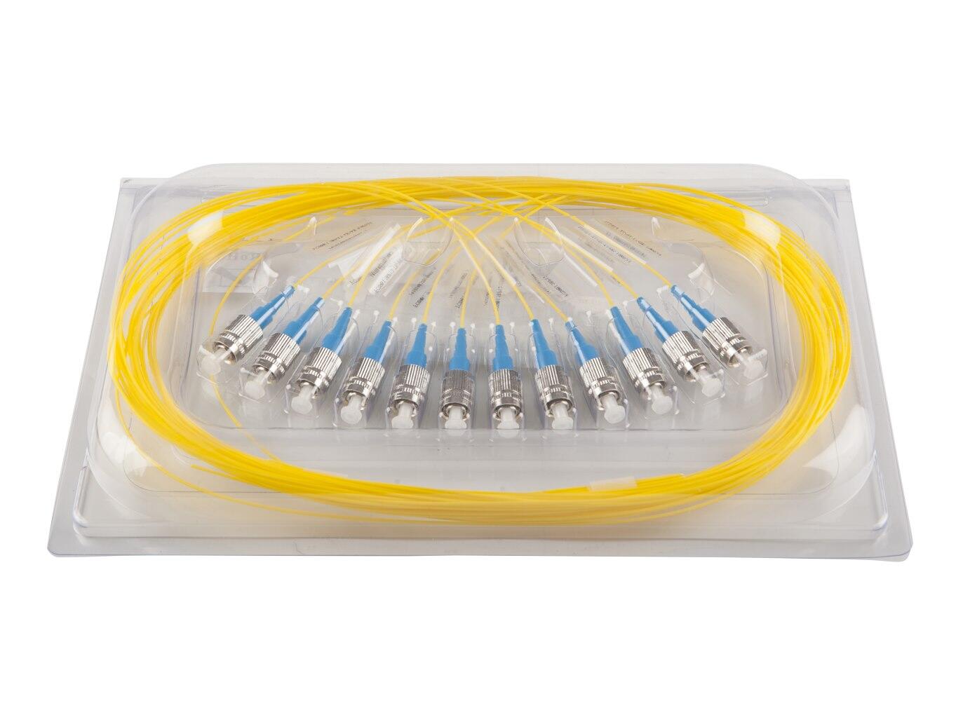 PT-7A1-T9Y-FCA-15-BP Fiberworks AS  Pigtail FC/APCR, 12-pack blister, 1,5 m 9/OS2 G.657.A1, 900µm fast kledning, Gul