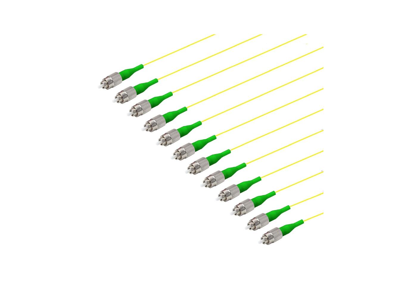 PT-7A1-T9Y-FCA-15-BP Fiberworks AS  Pigtail FC/APCR, 12-pack blister, 1,5 m 9/OS2 G.657.A1, 900µm fast kledning, Gul
