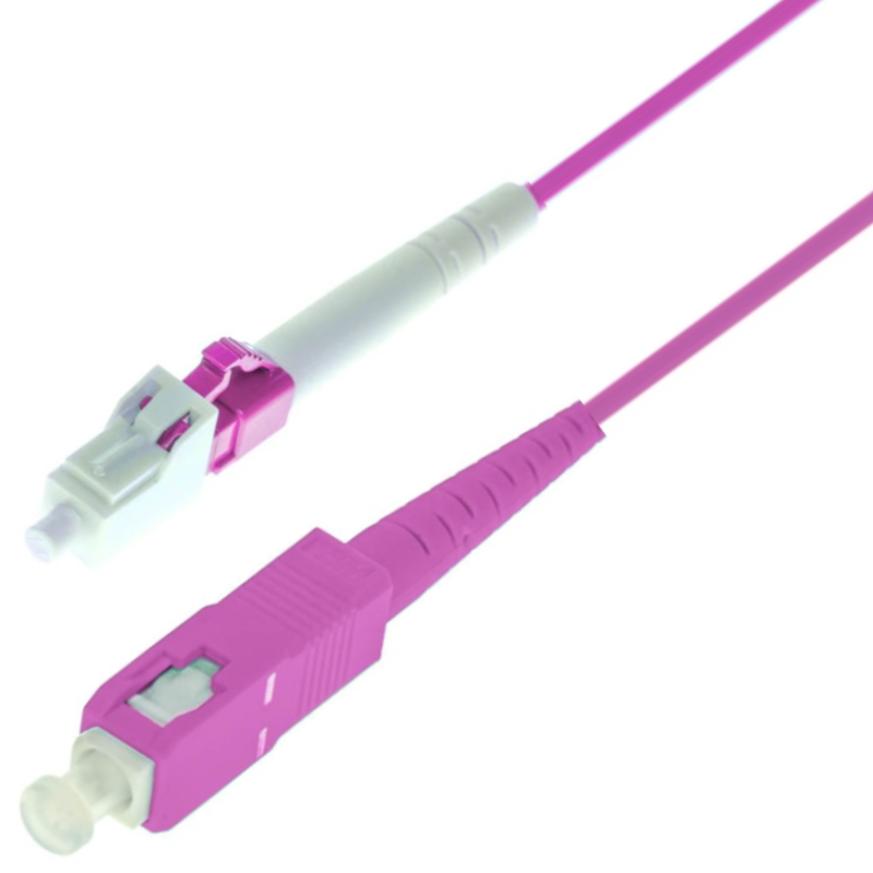 P-OM4-S2M-LCP-SCP-xx Fiberworks AS  Snor MM SPX LC/PC-SC/PC xx m 50/OM4 BIF &#248;2mm Erika Fiolett