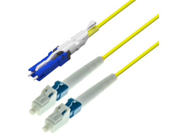 Snor SM DPX CS/UPC-2x LC/UPC, xx m 9/OS2 G.657.A2  ø2,0mm, IEC-B, Gul 