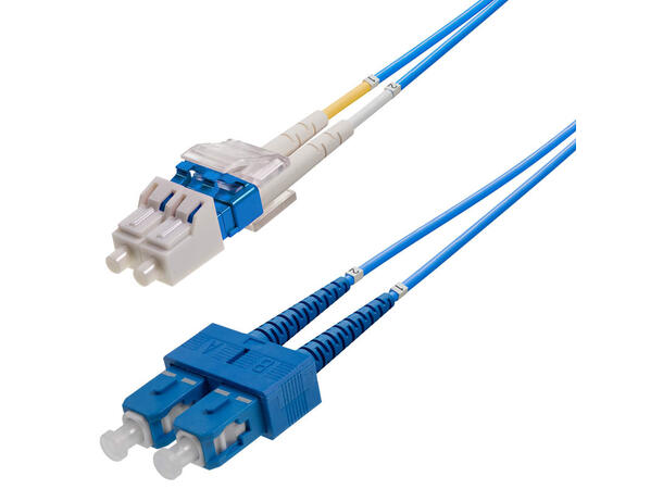 Snor SM DPX LC/UPC-SC/UPC 0,75 m 9/OS2 G.657.A2 2x ø2mm Blå 