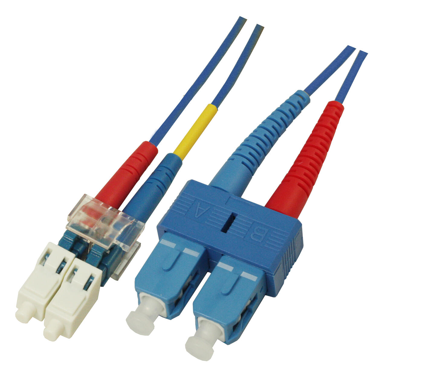 P-SM9-D2B-LCU-SCU.75 Fiberworks AS  Snor SM DPX LC/UPC-SC/UPC 0,75 m 9/OS2 G.657.A2 2x &#248;2mm Bl&#229;