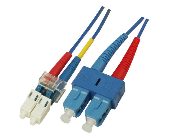 Snor SM DPX LC/UPC-SC/UPC 0,75 m 9/OS2 G.657.A2 2x ø2mm Blå 