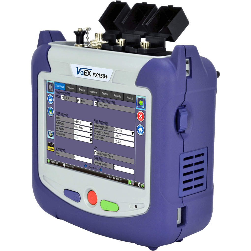 VX-FX150-SM35-38DB-1 VeEX  VeEX FX150+ OTDR 1310/1550nm 38/36dB Wifi, Bluetooth, V-Scout, SC/APC OPM/OLS