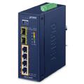 PLANET 4x GE PoE RJ45, 2x1000X SFP 1G Ethernet Industrial Switch, IP40, DIN