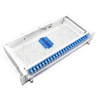 SP-FP15-12SCD-E Fiberworks AS  Panel 1,5U 19&quot;/ETSI for 12xSC-DPX (24F) Teleskopskinner. Med installasjonsett