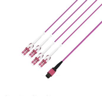 P-OM4-M3M-MFb8LP-xx Fiberworks AS  F-out MM MPO/PC8(f)-8xLC/PC Pol. B, xx m 50/OM4, Base-8, E.Fiolett, Elite