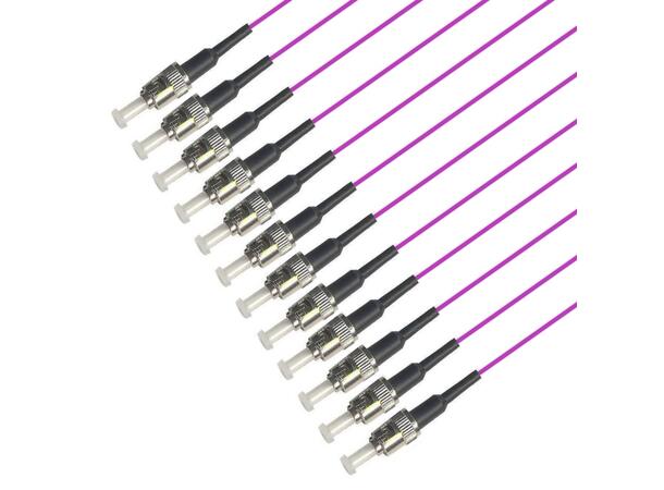 Fiberhale MM ST/PC 12-pakning 1,5 m 50/OM4 BIF, 900µm fast kledn.  E.Fiolett 