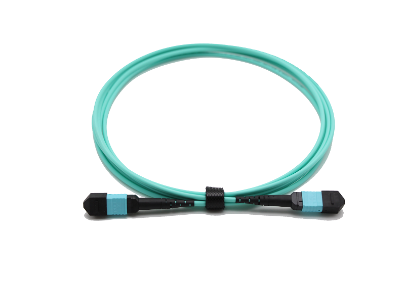 P-OM3-M3A-M2FaM2F-xx Fiberworks AS  Patch MPO24 Fem - MPO24 Fem, pol. A MM 50/OM3 BIF ø3mm Aqua, Super LL