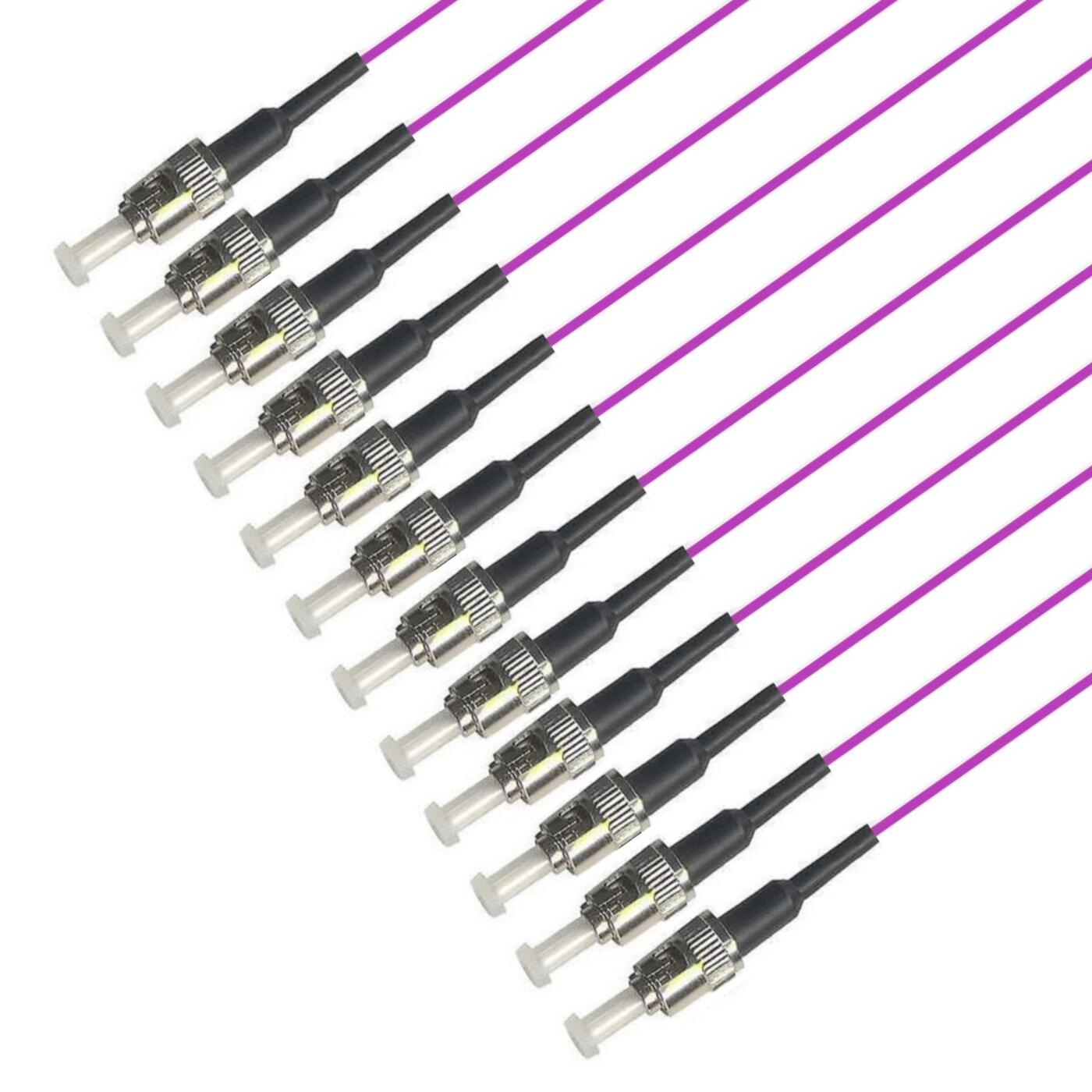 PT-OM4-T9M-STP-15-BP Fiberworks AS  Pigtail MM ST/PC 12-pack blister 1,5 m 50/OM4 BIF 900µm tight buffer Magenta
