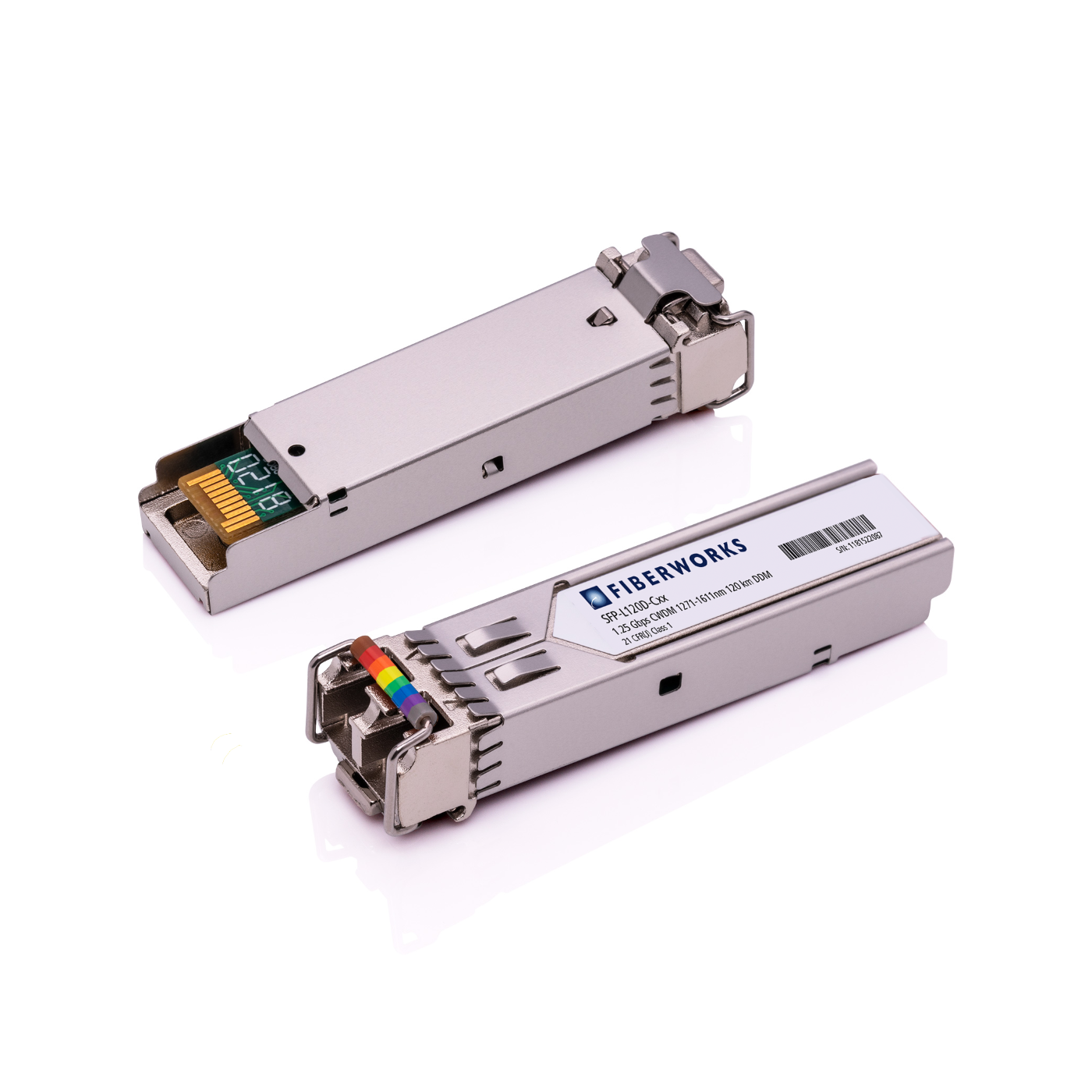 SFP-L120D-Cxx-RGD Fiberworks AS  SFP, 1.25 Gbps GigE, DDM, 120km, I-Temp CWDM 1271nm-1611nm, 32dB, SM/MM