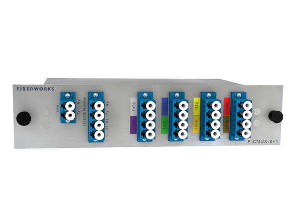 Fiberworks 8+1 ch. CWDM Mux+Demux C47-C61 + 1310nm/CWDM upgrade, Mon.ports 