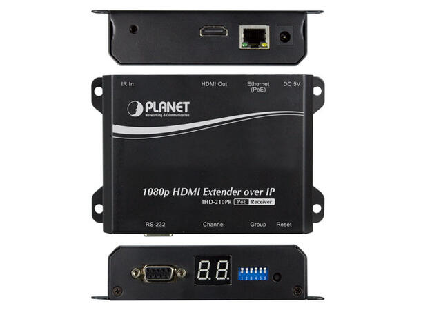 HDMI Extender Receiver over IP w/PoE 1080p HD Digital Signage, PD powered