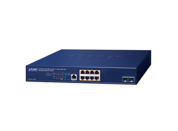 PLANET 8x 2.5G RJ45 PoE+, 2x 10G SFP+ Managed Multigigabit Ethernet Switch 