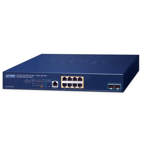 PLN-MGS-6311-8P2X PLANET MGS-6311-8P2X PLANET 8x 2.5G RJ45 PoE+, 2x 10G SFP+ Managed Multigigabit Ethernet Switch