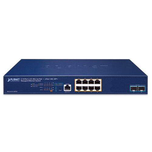PLN-MGS-6311-8P2X PLANET MGS-6311-8P2X PLANET 8x 2.5G RJ45 PoE+, 2x 10G SFP+ Managed Multigigabit Ethernet Switch