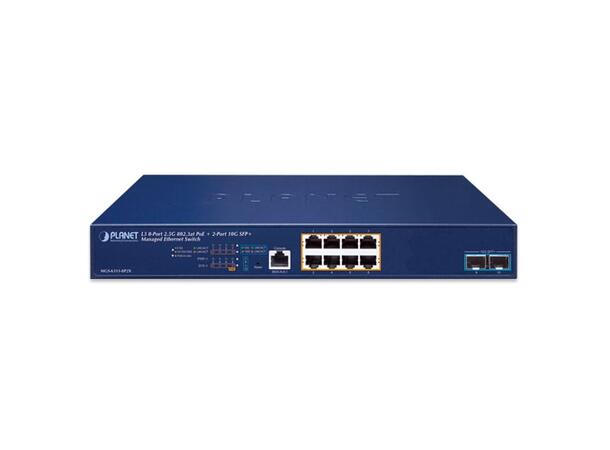 PLANET 8x 2.5G RJ45 PoE+, 2x 10G SFP+ Managed Multigigabit Ethernet Switch