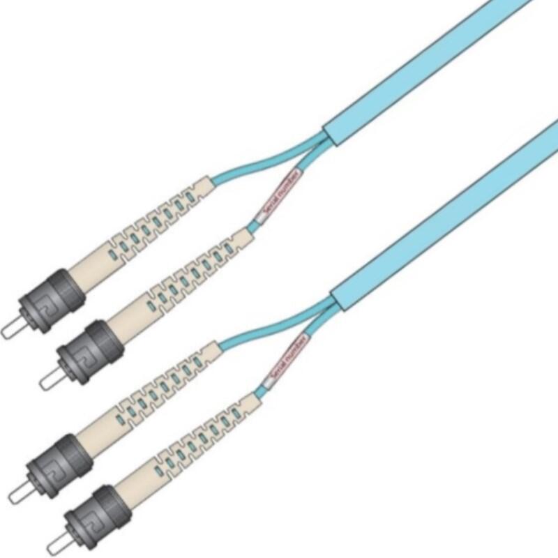 P-OM3-D5A-STP-STP-xx Fiberworks AS  Snor MM DPX Forsterket ST/PC-ST/PC xx m 50/OM3 BIF 3x5mm Aqua