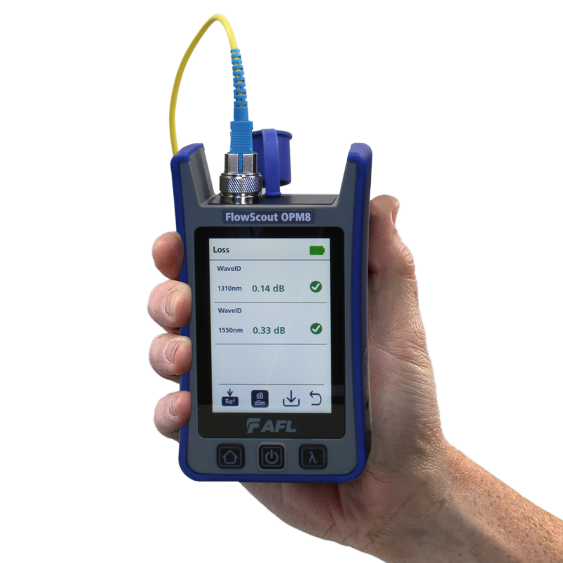 TM-AFL-OPM8-L-BAS AFL OPM8-SP3-BAS AFL FlowScout OPM8 Optisk Effektmeter Basic kit, +10 / -75dBm