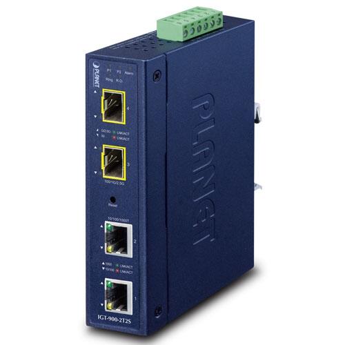 MC-PLANET-IGT-900-22 PLANET IGT-900-2T2S IGT-900-2T2S DC GigE Media Converter 2xSFP &amp; 2xRJ45, 12-48V DC, ind., managed