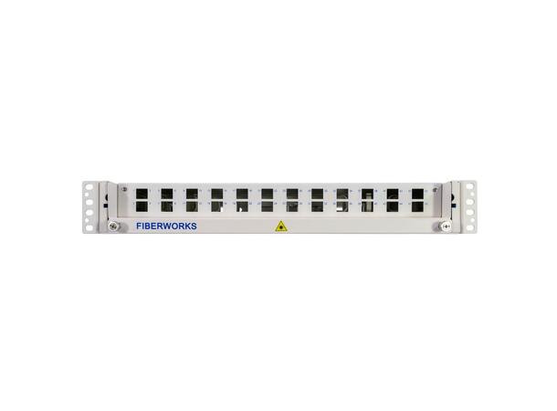 Panel 1,5U 19"/ETSI for24xE2000-DPX(48F) Teleskopskinner. Med installasjonsett 